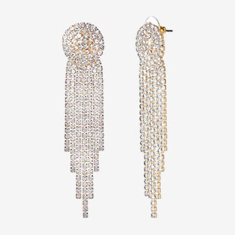 Jessica Simpson Gold Tone Crystal Drop Earrings
